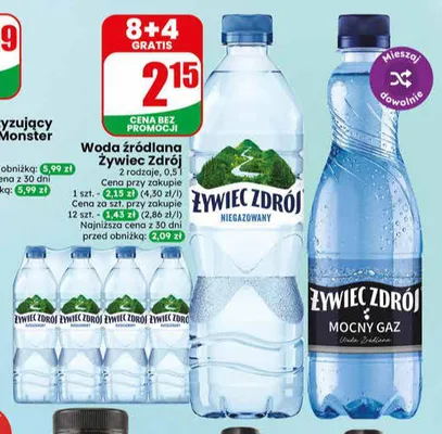 Woda źródlana Żywiec Zdrój mocny gaz promocja w Dino