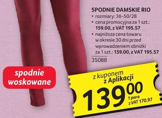 Spodnie damskie Rio promocja w Selgros