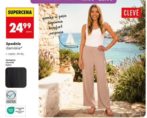Spodnie damskie Clevé promocja w Biedronka