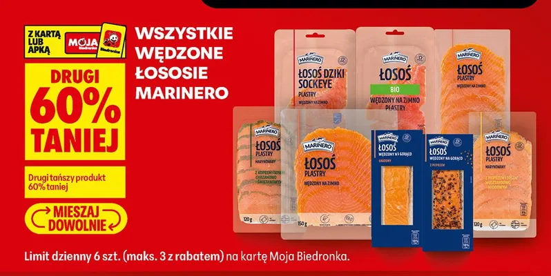 Łosoś wędzony na gorąco z pieprzem Marinero promocja w Biedronka