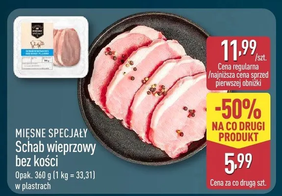 Schab wieprzowy bez kości w plastrach promocja w Aldi