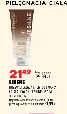 Rozświetlający krem do twarzy i ciała Coconut Shine Lirene promocja w Drogerie Natura