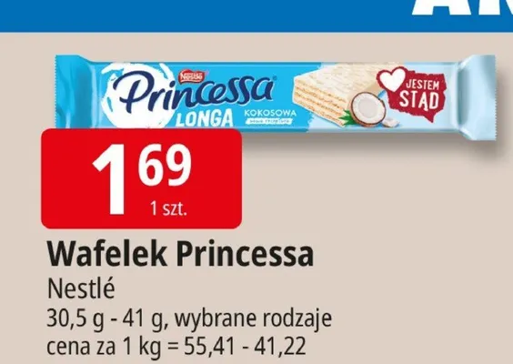 Wafelek Princessa Longa kokosowa Nestlé promocja w Leclerc