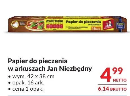 Papier do pieczenia w arkuszach Jan Niezbędny promocja w Makro