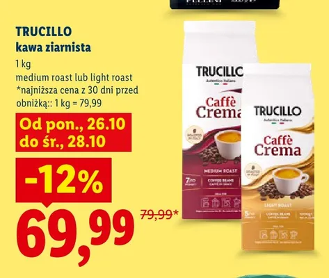 Kawa ziarnista Trucillo Caffè Crema Medium Roast promocja w Lidl