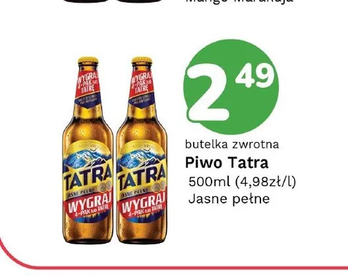 Piwo Tatra Jasne Pełne promocja w Limonka