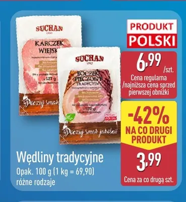 Wędliny tradycyjne boczek pieczony tradycyjny Suchan promocja w Aldi