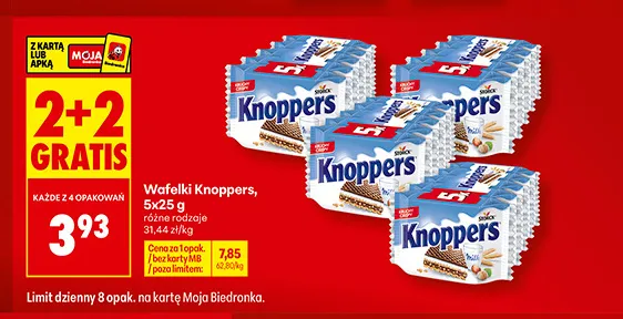 Wafelki Knoppers 5-pak promocja w Biedronka