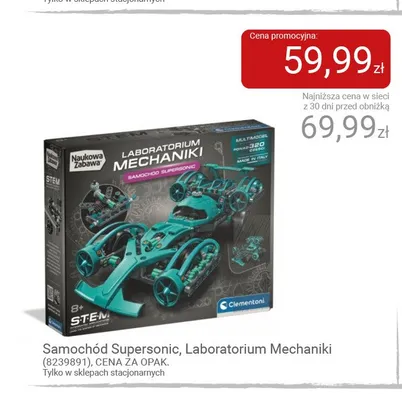 Zestaw konstrukcyjny Samochód Supersonic Clementoni Laboratorium Mechaniki promocja w Smyk