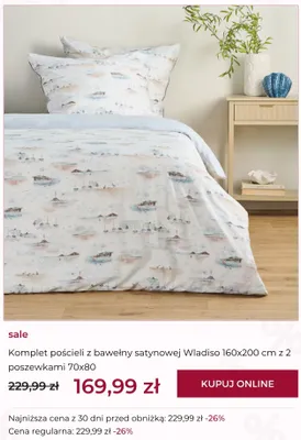 Komplet pościeli z bawełny satynowej home&you Wladiso 160x200 cm z 2 poszewkami 70x80 cm promocja w home&you