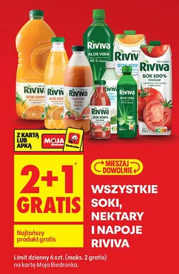 Wszystkie soki, nektary i napoje 2+1 GRATIS promocja w Biedronka