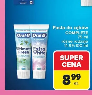 Pasta do zębów Oral-B Complete Extra White promocja w Carrefour