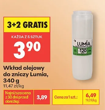 Wkład olejowy do zniczy Lumia 340g promocja w Biedronka