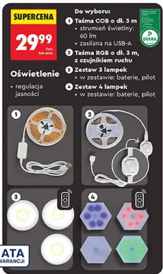Oświetlenie zestaw 4 lampek promocja w Biedronka