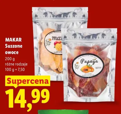 Owoce suszone papaja Makar promocja w Lidl