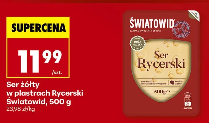 Ser żółty w plastrach Rycerski Światowid promocja w Biedronka