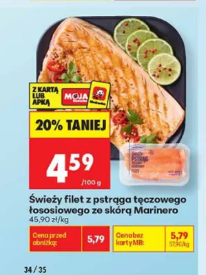 Świeży filet z pstrąga tęczowego łososiowego ze skórą Marinero promocja w Biedronka