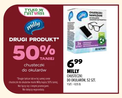 Chusteczki do okularów Milly promocja w Drogerie Natura