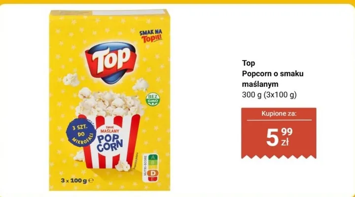 Popcorn o smaku maślanym 300 g promocja w Biedronka