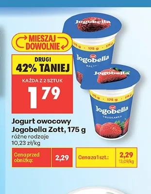 Jogurt owocowy Jogobella Zott truskawka promocja w Biedronka