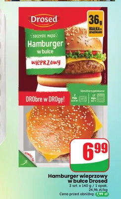 Hamburger wieprzowy w bułce 2-pak Drosed promocja w Dino