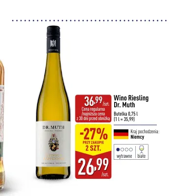 Wino białe Riesling Dr. Muth promocja w Aldi