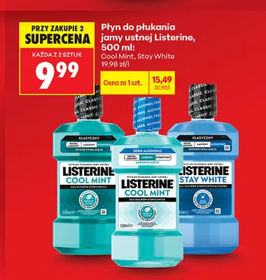 Płyn do płukania jamy ustnej Listerine Stay White promocja w Biedronka