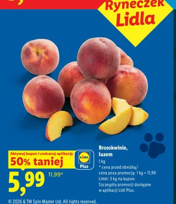 Brzoskwinie luzem Ryneczek Lidla promocja w Lidl