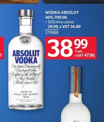 Wódka Absolut 40% promocja w Selgros