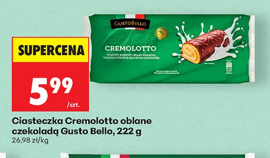 Ciasteczka Cremolotto oblane czekoladą Gusto Bello promocja w Biedronka