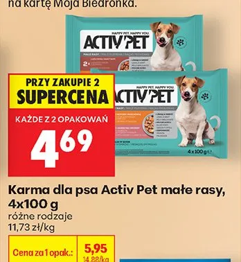 Karma dla psa Activ Pet małe rasy 4-pak 100 g promocja w Biedronka