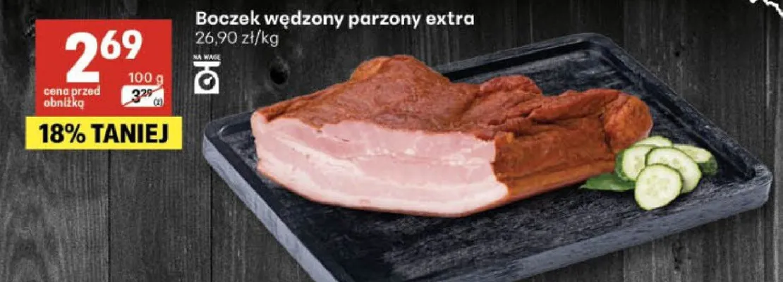 Boczek wędzony parzony extra promocja w Delikatesy Centrum
