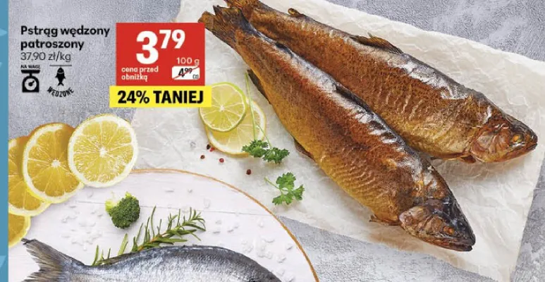 Pstrąg wędzony patroszony promocja w Delikatesy Centrum