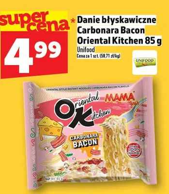 Danie błyskawiczne Carbonara Bacon Oriental Kitchen 85g promocja w TOPAZ
