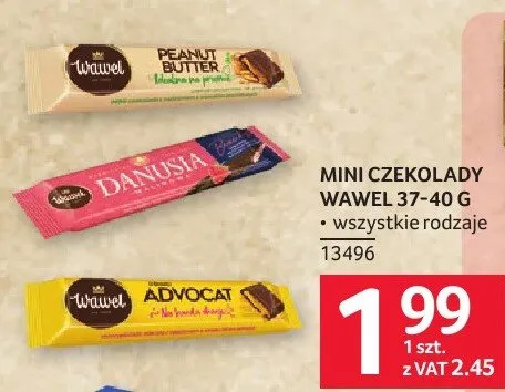 Mini czekolady Wawel 37-40 g wszystkie rodzaje promocja w Selgros