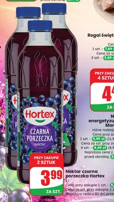 Nektar czarna i czerwona porzeczka Hortex promocja w Dino