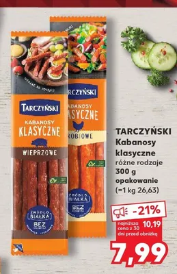 Kabanosy klasyczne Tarczyński Drobiowe promocja w Kaufland