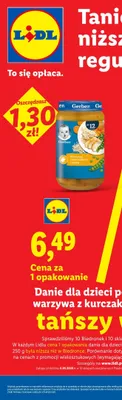 Danie dla dzieci po 12m-cu Gerber warzywa z kurczakiem i kaszą promocja w Lidl