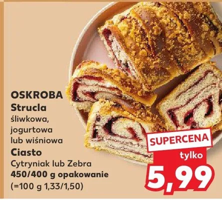 Strucla śliwkowa, jogurtowa lub wiśniowa Ciasto Cytrynki lub Zebra promocja w Kaufland