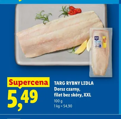 Dorsz czarny filet bez skóry XXL Targ Rybny Lidla promocja w Lidl