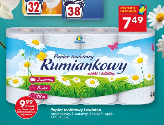 Papier toaletowy Lewiatan rumiankowy 3 warstwy 8-pak promocja w LEWIATAN