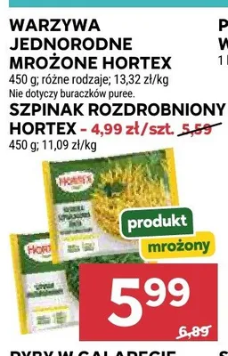 Warzywa jednorodne mrożone Hortex promocja w Stokrotka