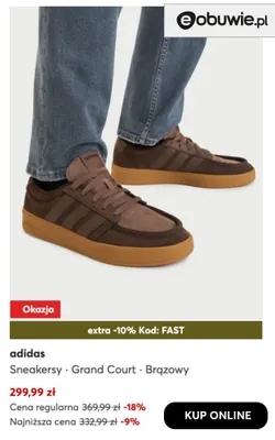 Sneakersy Grand Court brązowy Adidas promocja w eobuwie.pl