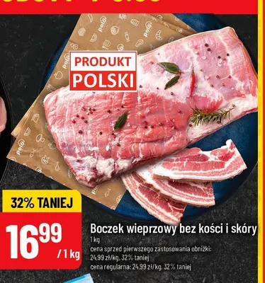 Boczek wieprzowy bez kości i skóry promocja w POLOmarket