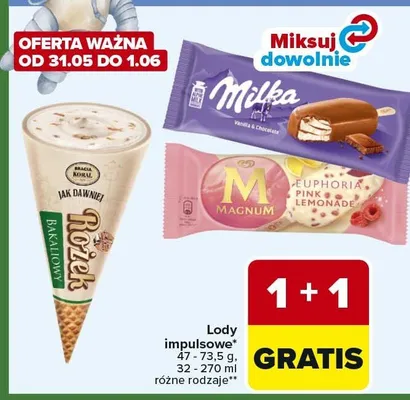 Lody Rożek Jak Dawniej Bakaliowy Bracia Koral promocja w Carrefour Express