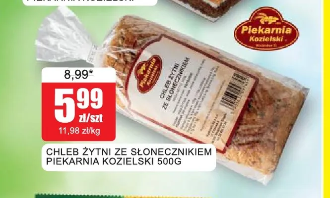 Chleb żytni ze słonecznikiem Piekarnia Kozielski promocja w Bingo