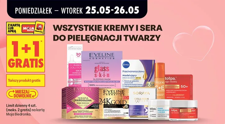 Kremy i sera do pielęgnacji twarzy promocja w Biedronka
