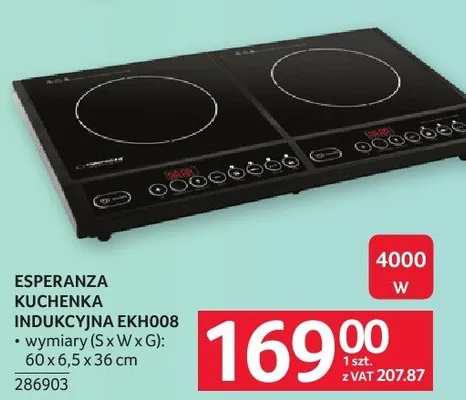 Kuchenka indukcyjna Esperanza EKH008 60x6,5x36cm promocja w Selgros