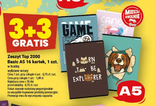 Zeszyt Top 2000 Basic A5 16 kartek promocja w Twój Market