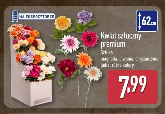 Kwiat sztuczny premium chryzantema promocja w Aldi